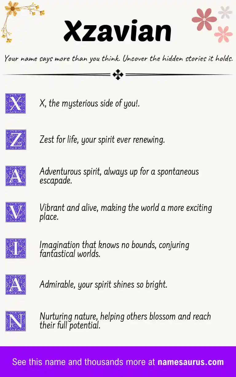 Acrostic poem about Xzavian.