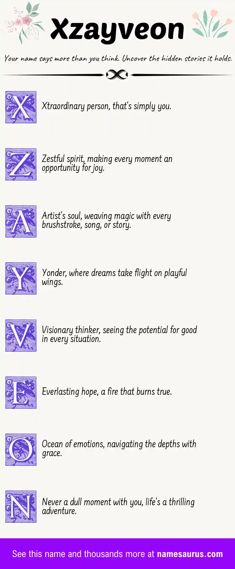Acrostic poem about Xzayveon.