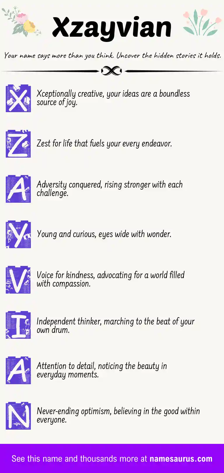 Acrostic poem about Xzayvian.