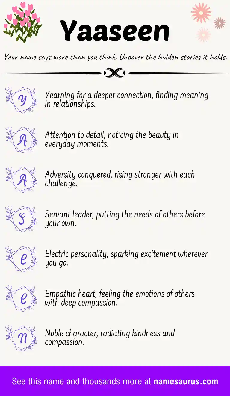 Acrostic poem about Yaaseen.