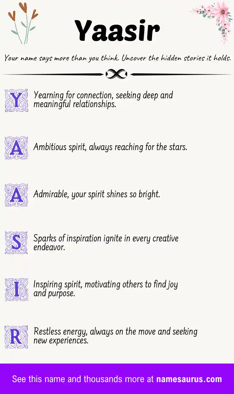 Acrostic poem about Yaasir.
