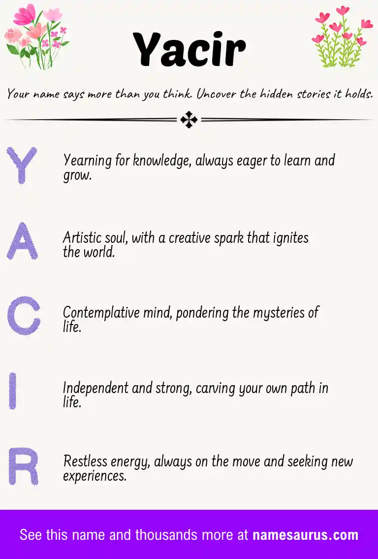 Acrostic poem about Yacir.