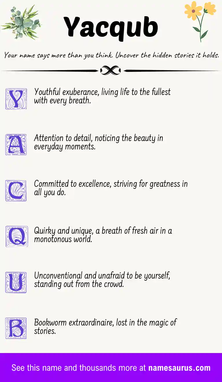 Acrostic poem about Yacqub.