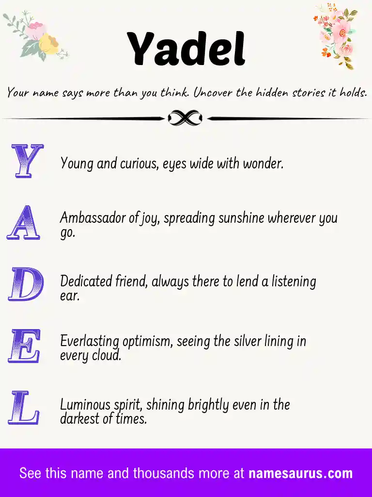 Acrostic poem about Yadel.