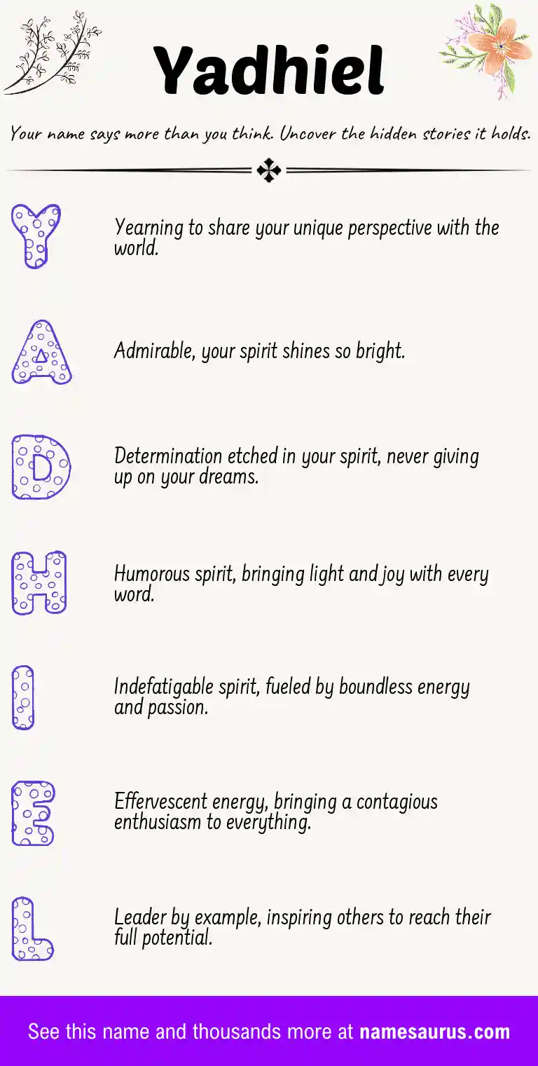 Acrostic poem about Yadhiel.