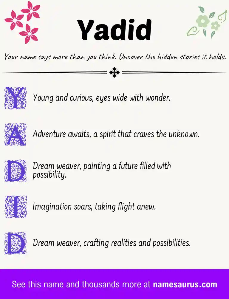 Acrostic poem about Yadid.