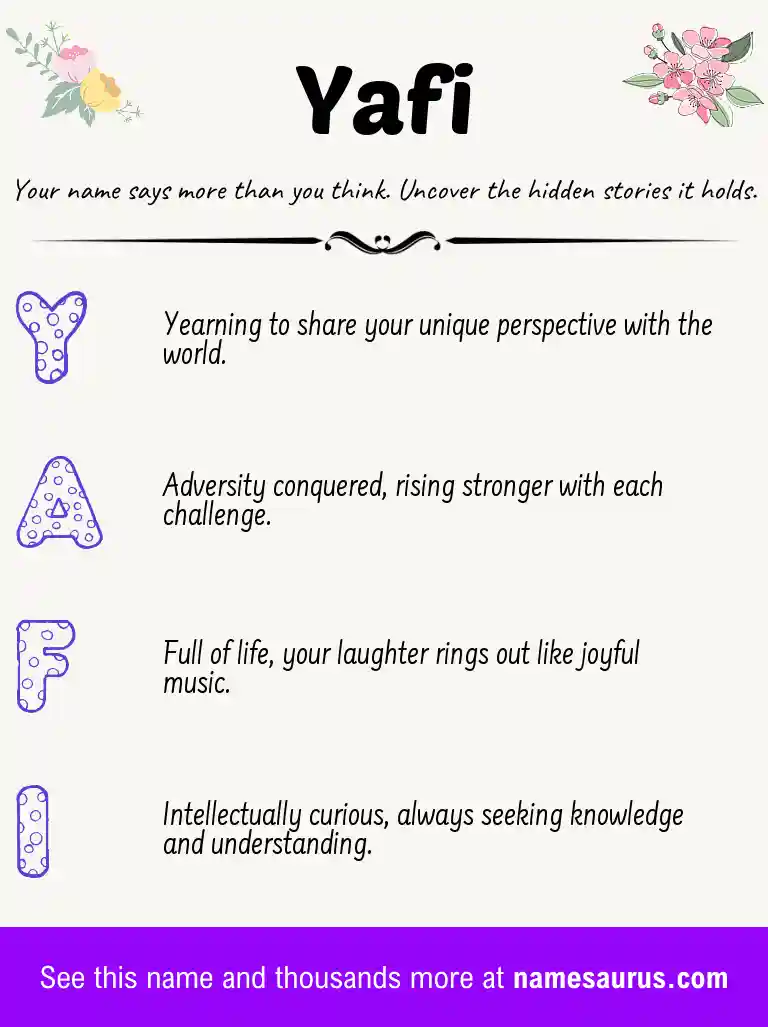 Acrostic poem about Yafi.