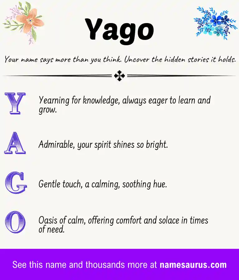 Acrostic poem about Yago.