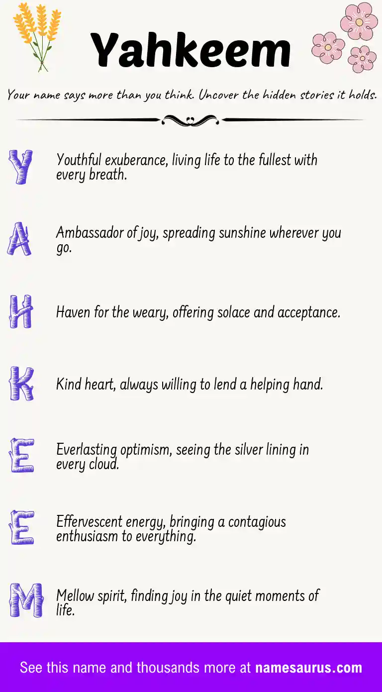 Acrostic poem about Yahkeem.