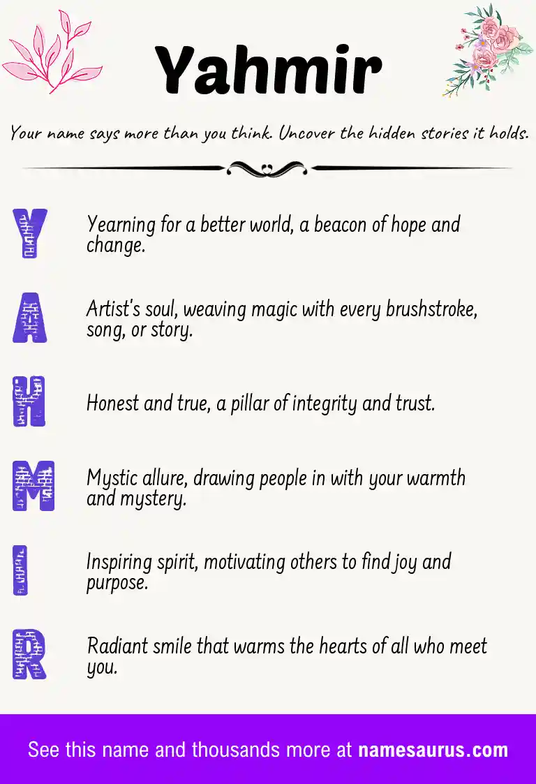 Acrostic poem about Yahmir.
