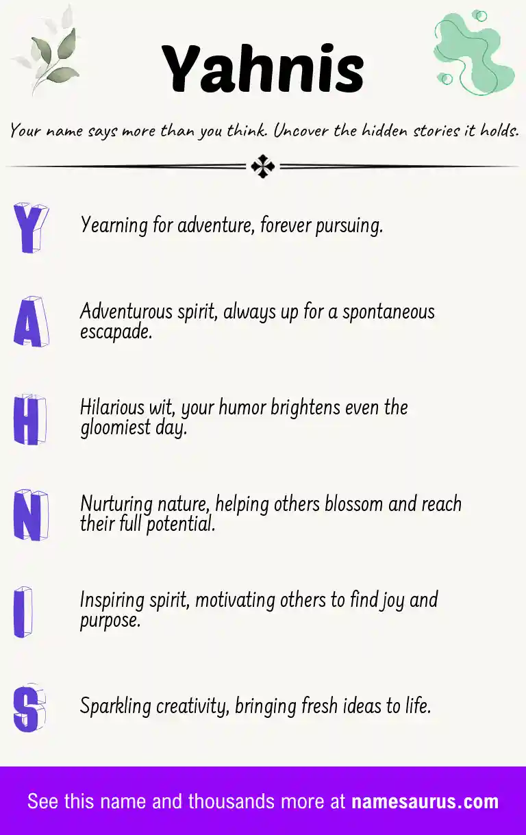 Acrostic poem about Yahnis.
