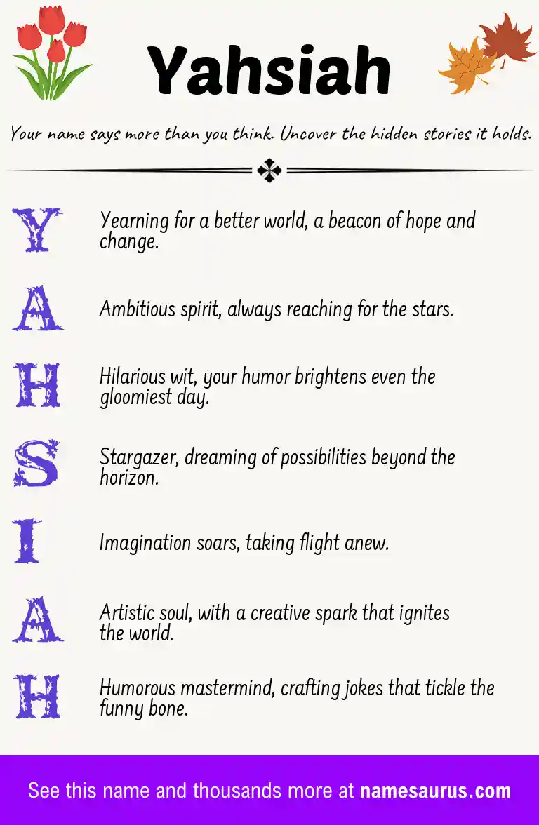 Acrostic poem about Yahsiah.