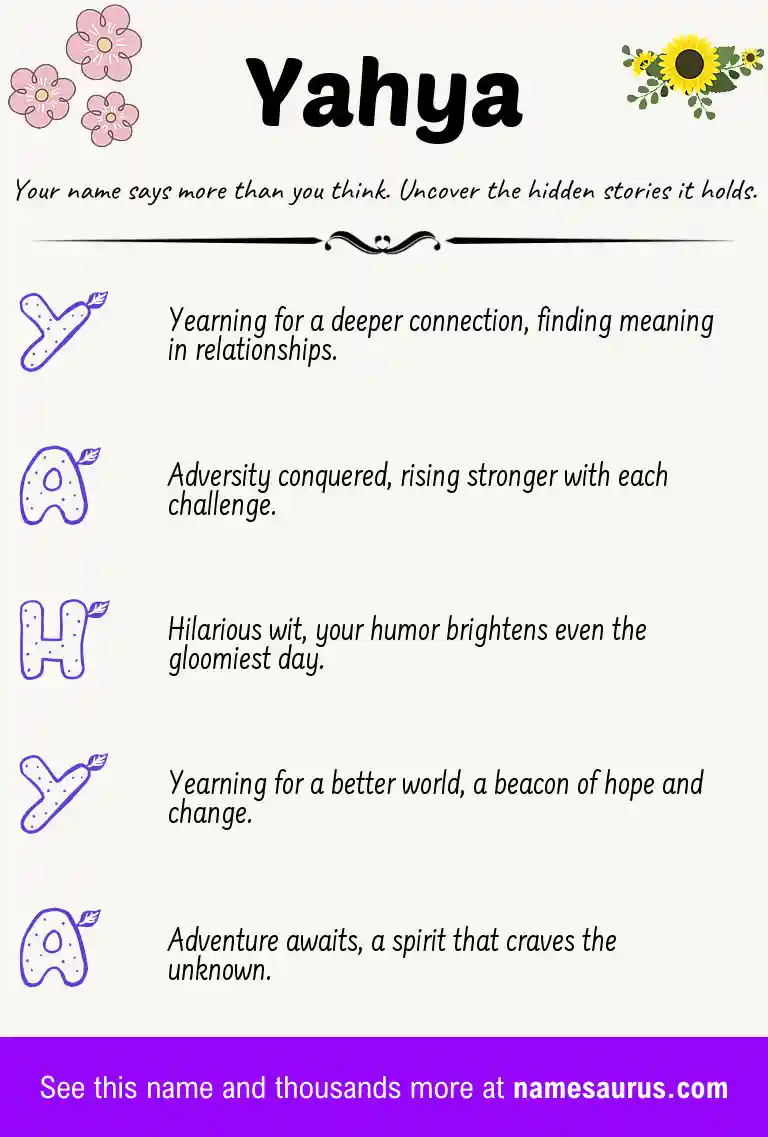 Acrostic poem about Yahya.