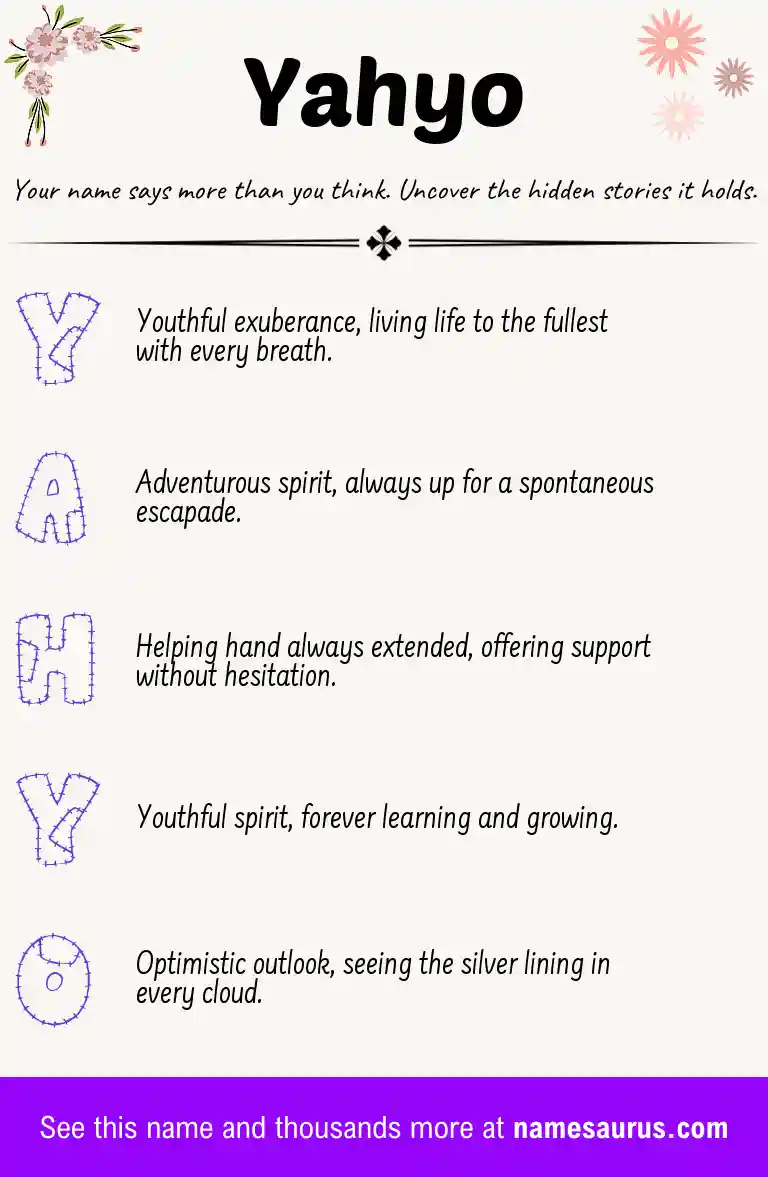 Acrostic poem about Yahyo.
