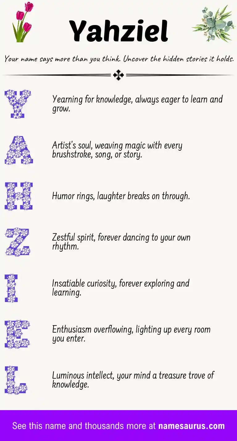Acrostic poem about Yahziel.