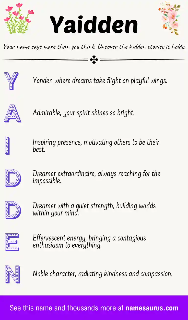 Acrostic poem about Yaidden.