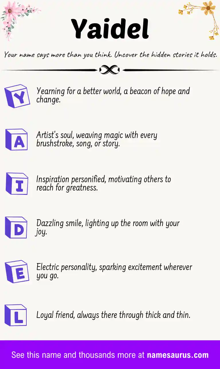 Acrostic poem about Yaidel.