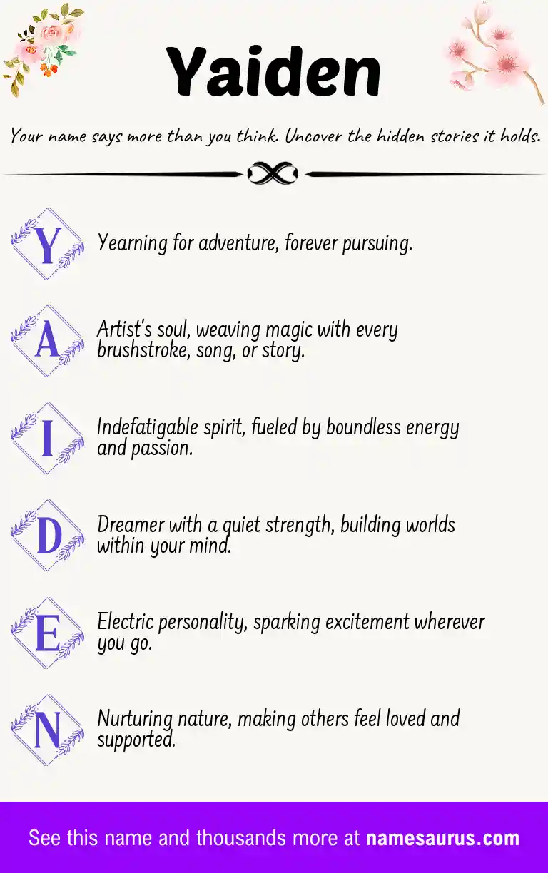 Acrostic poem about Yaiden.