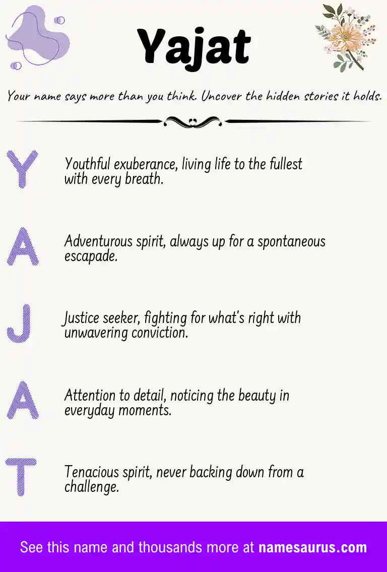 Acrostic poem about Yajat.