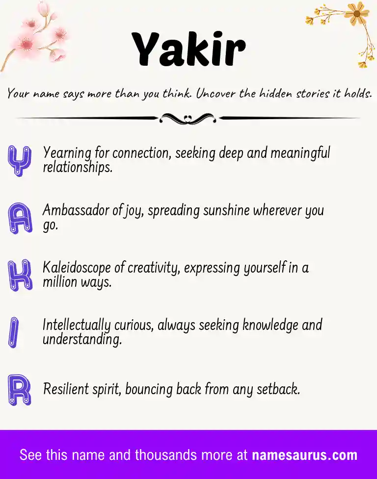 Acrostic poem about Yakir.