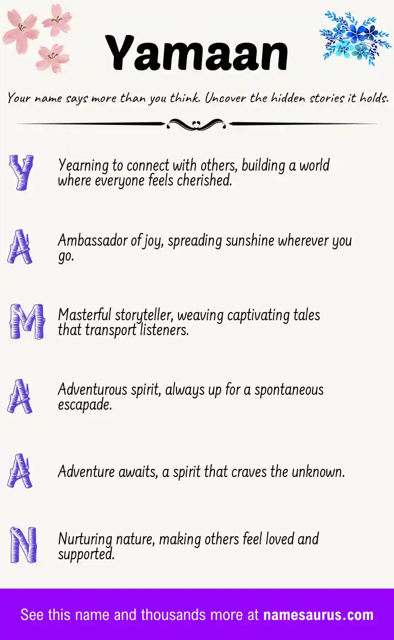 Acrostic poem about Yamaan.