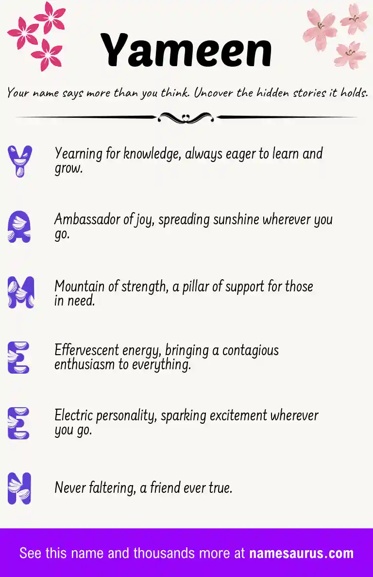 Acrostic poem about Yameen.