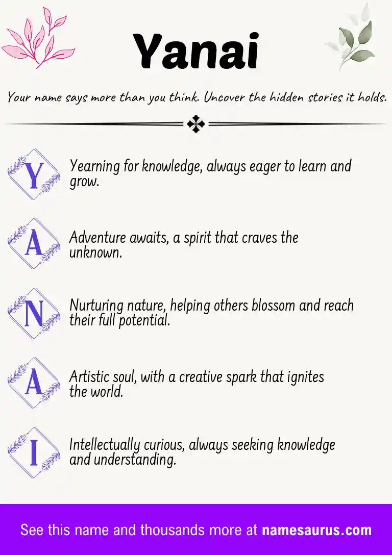 Acrostic poem about Yanai.