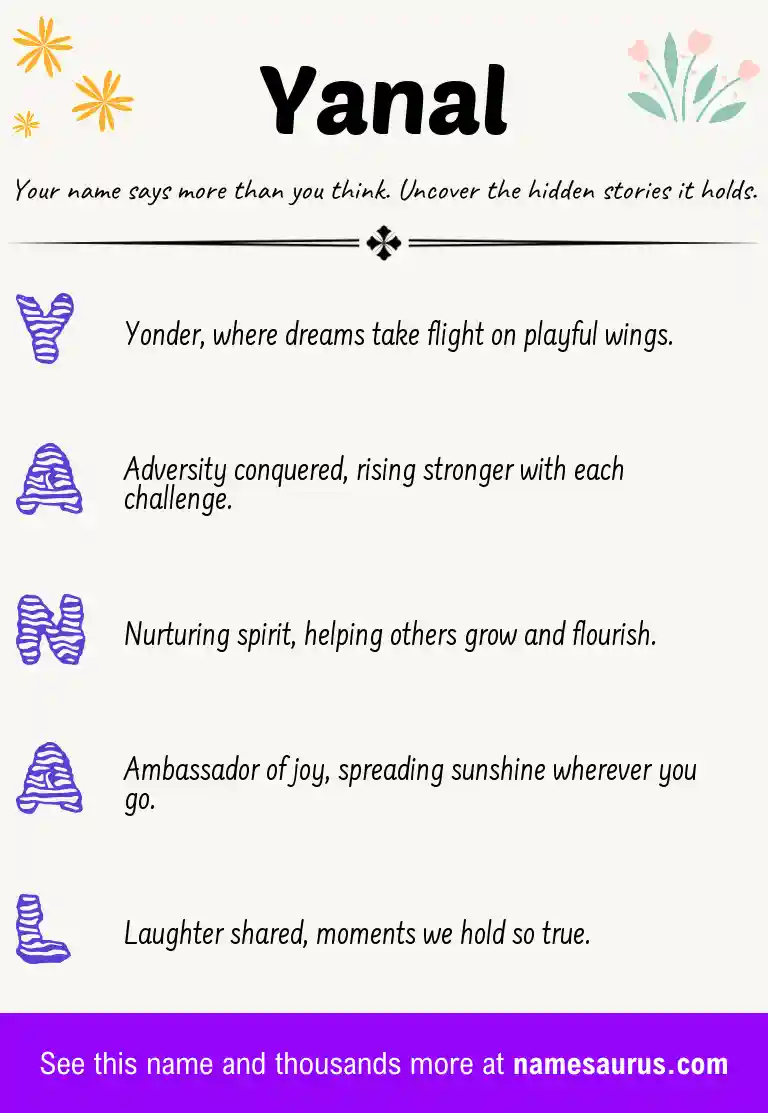 Acrostic poem about Yanal.