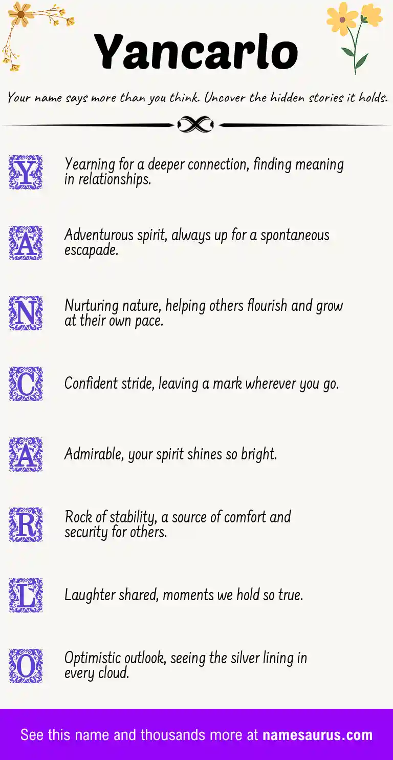 Acrostic poem about Yancarlo.