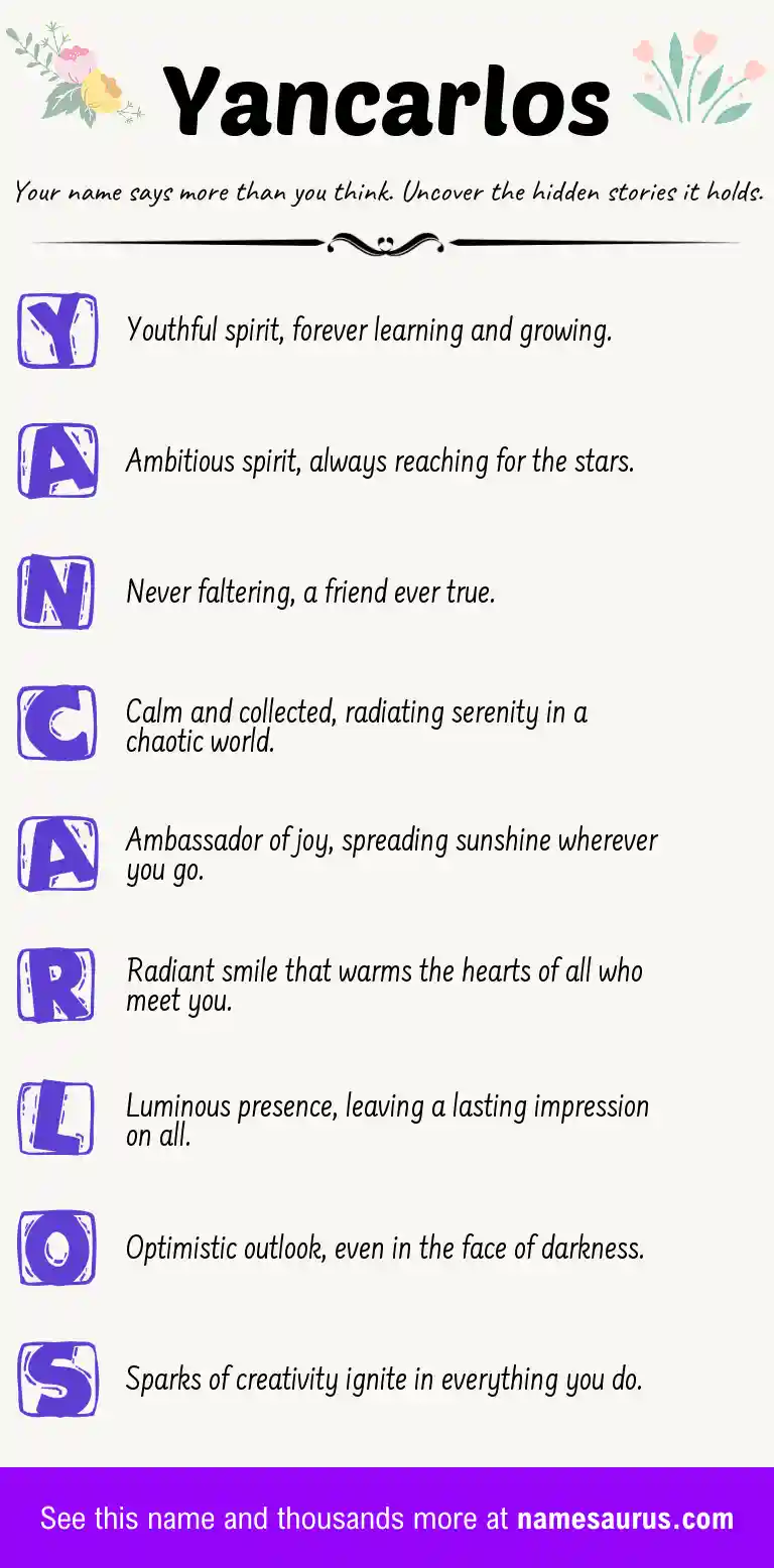 Acrostic poem about Yancarlos.