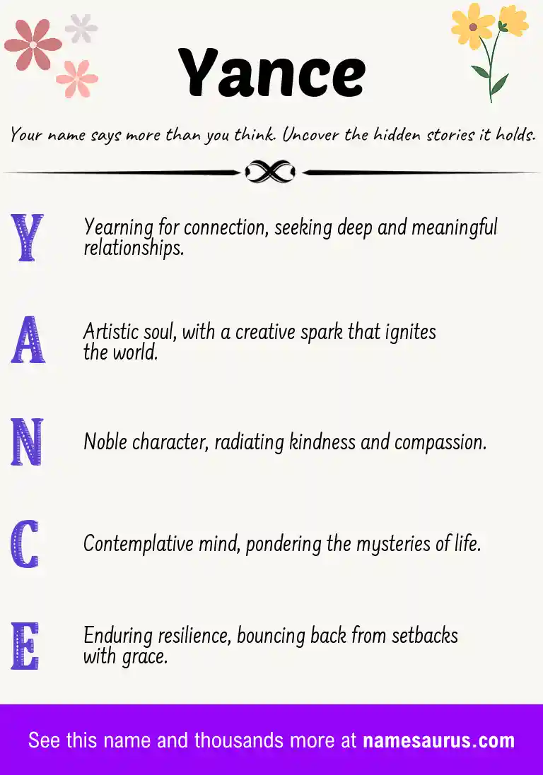 Acrostic poem about Yance.