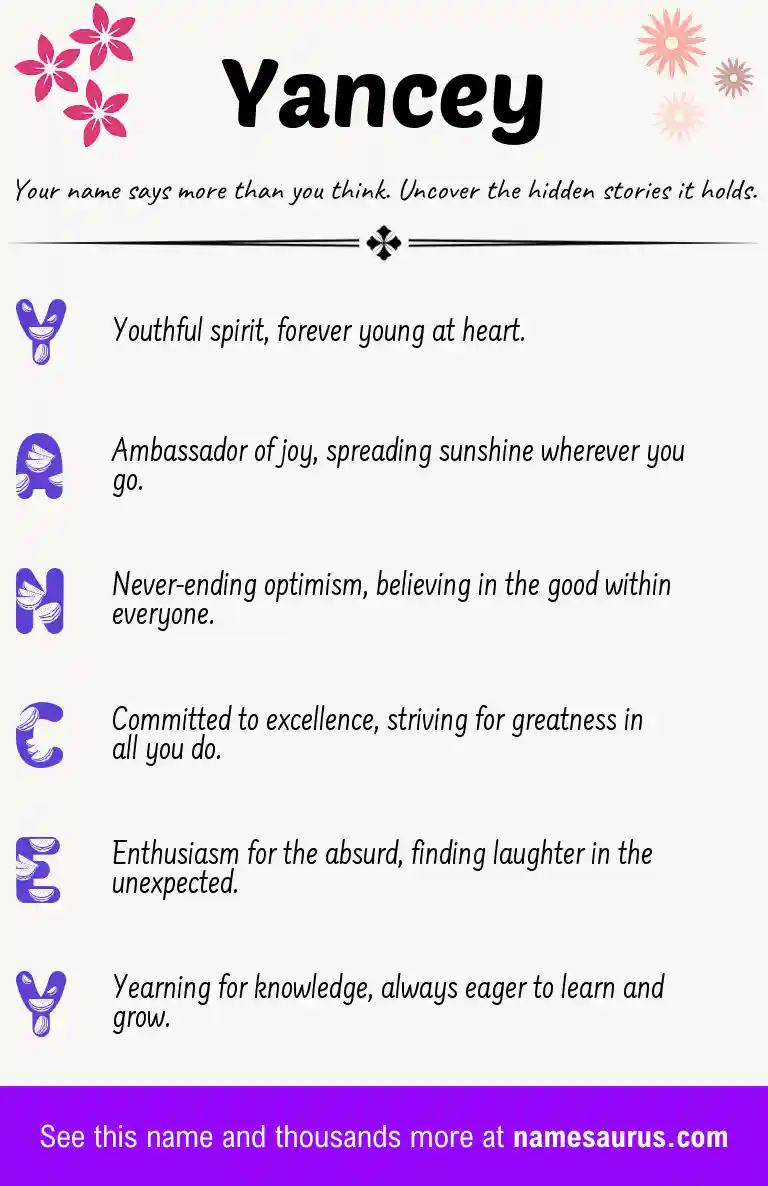 Acrostic poem about Yancey.