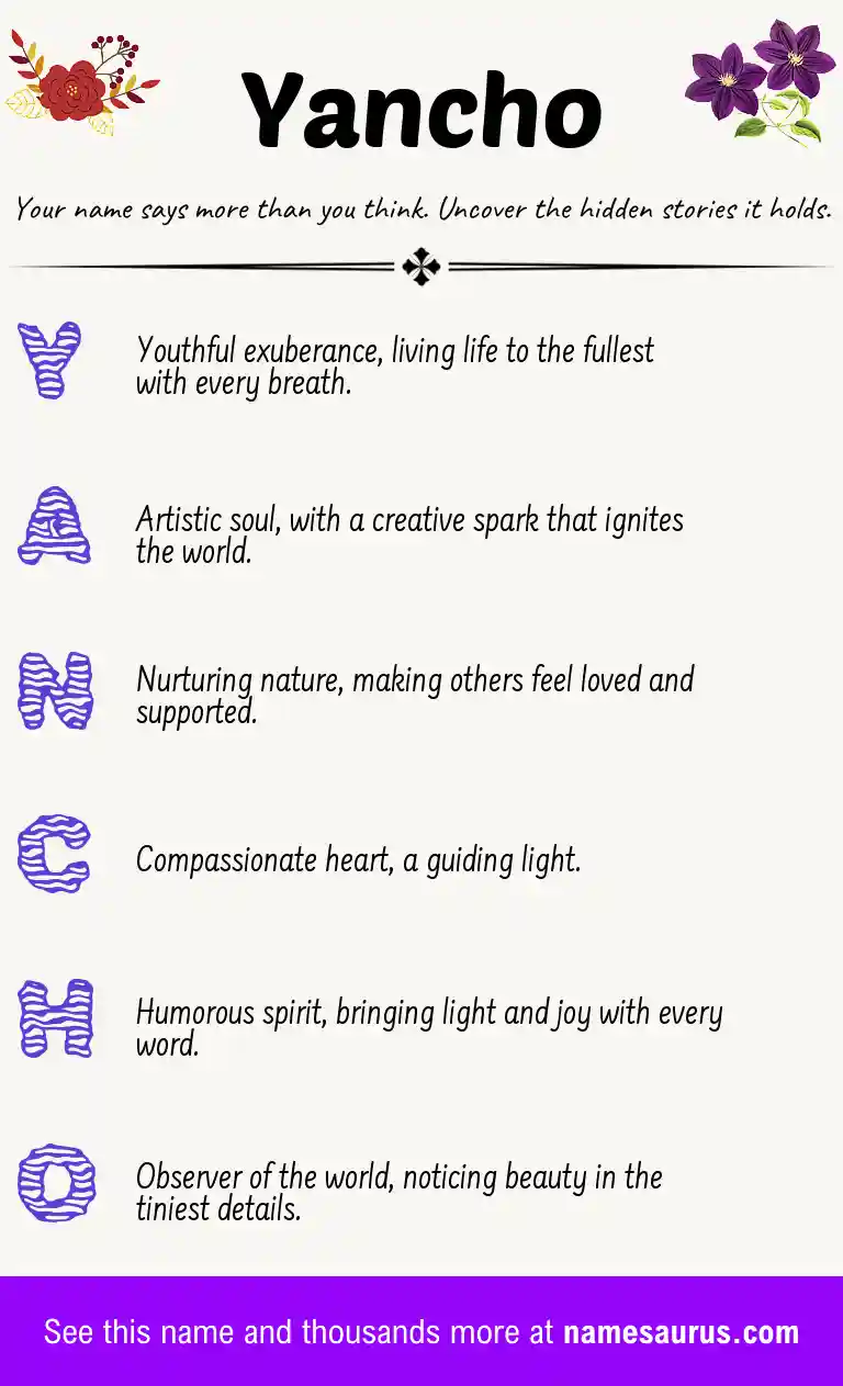Acrostic poem about Yancho.