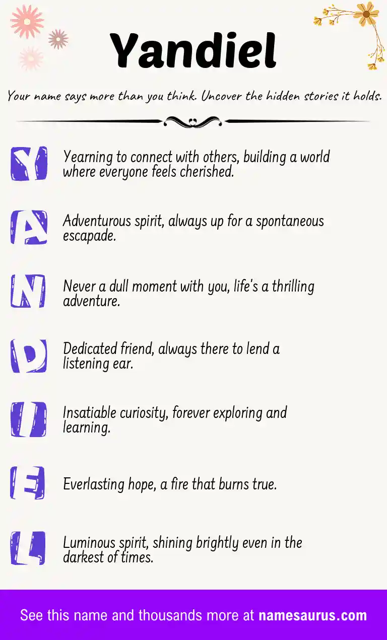 Acrostic poem about Yandiel.