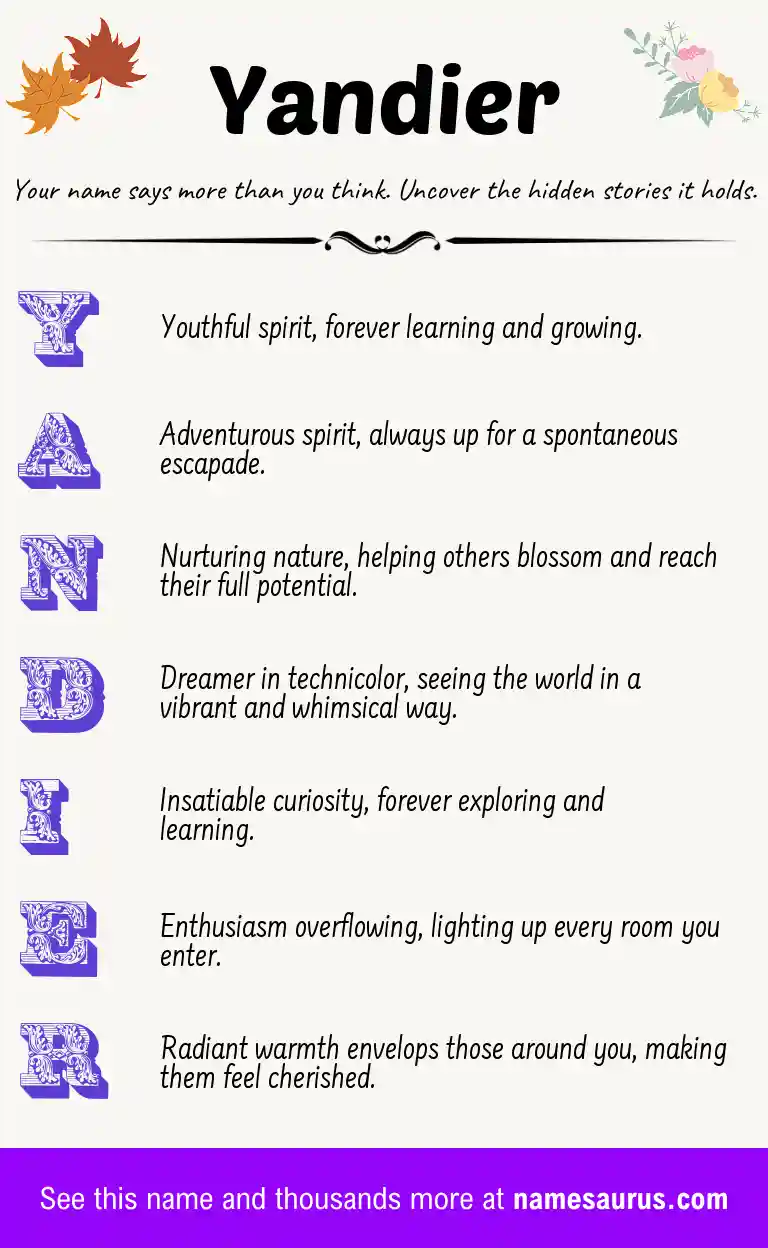 Acrostic poem about Yandier.