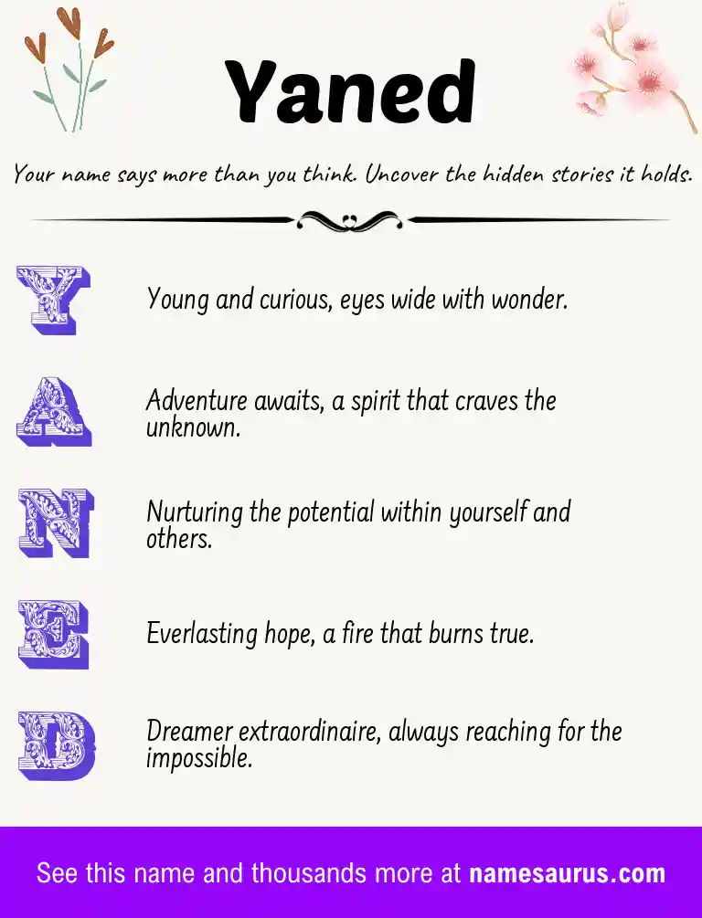 Acrostic poem about Yaned.