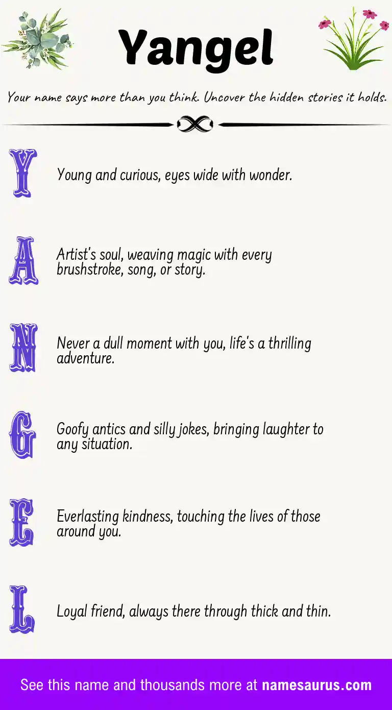 Acrostic poem about Yangel.