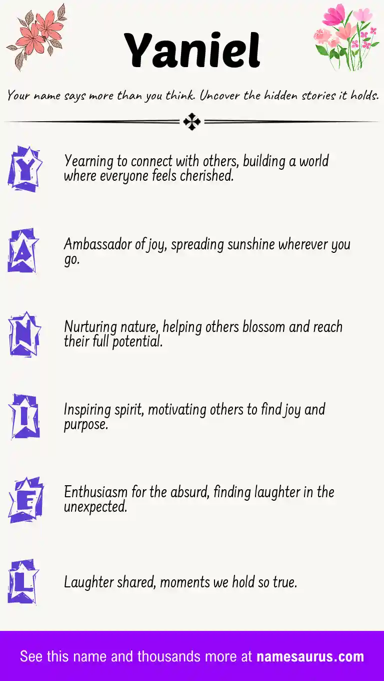 Acrostic poem about Yaniel.