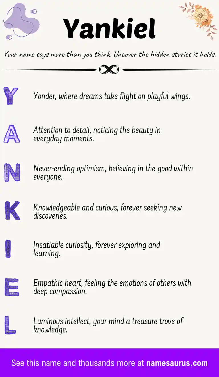 Acrostic poem about Yankiel.