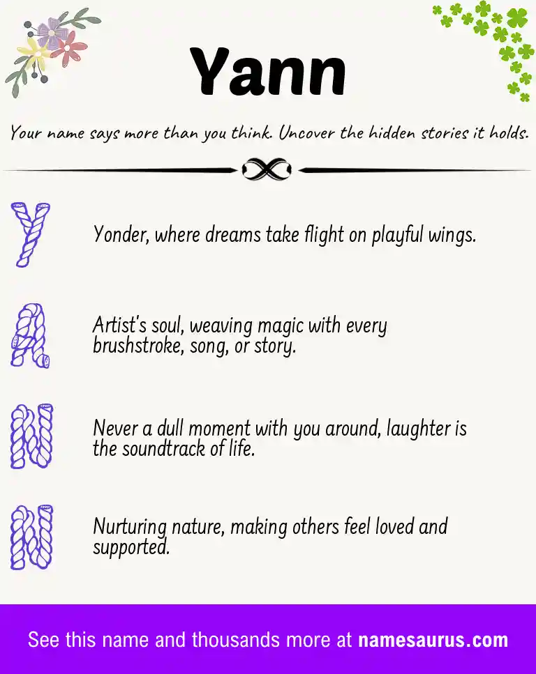 Acrostic poem about Yann.