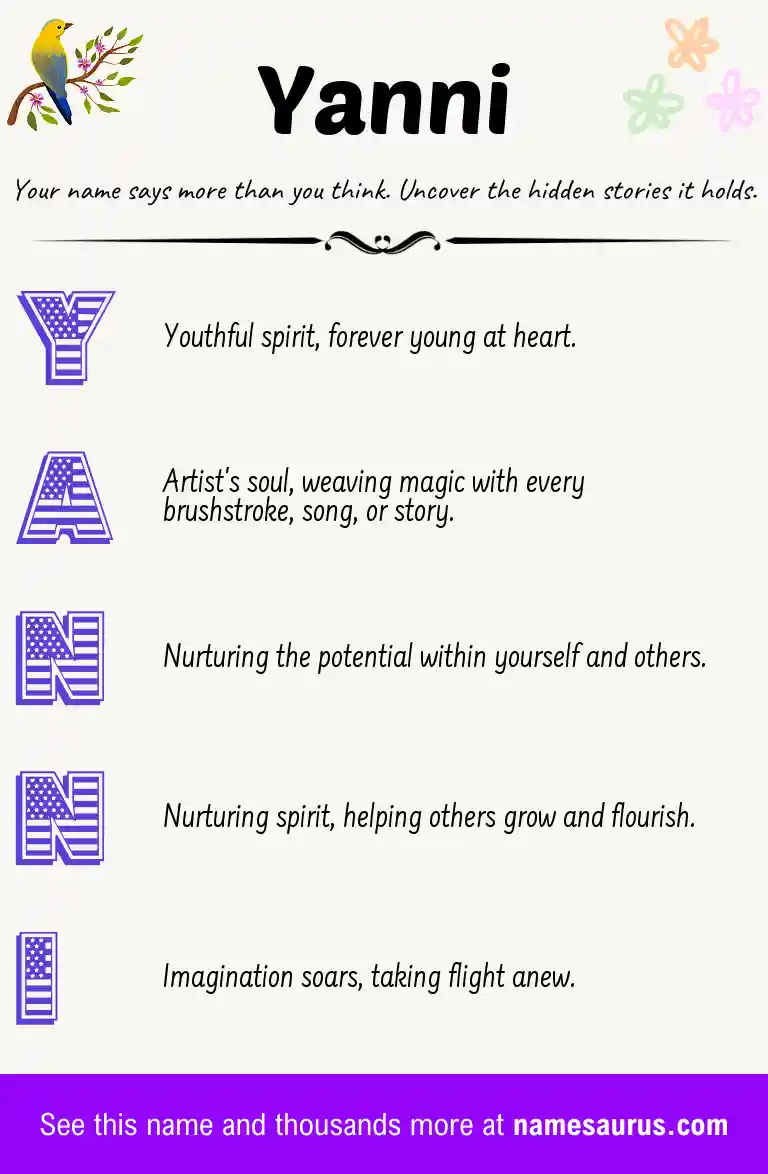 Acrostic poem about Yanni.