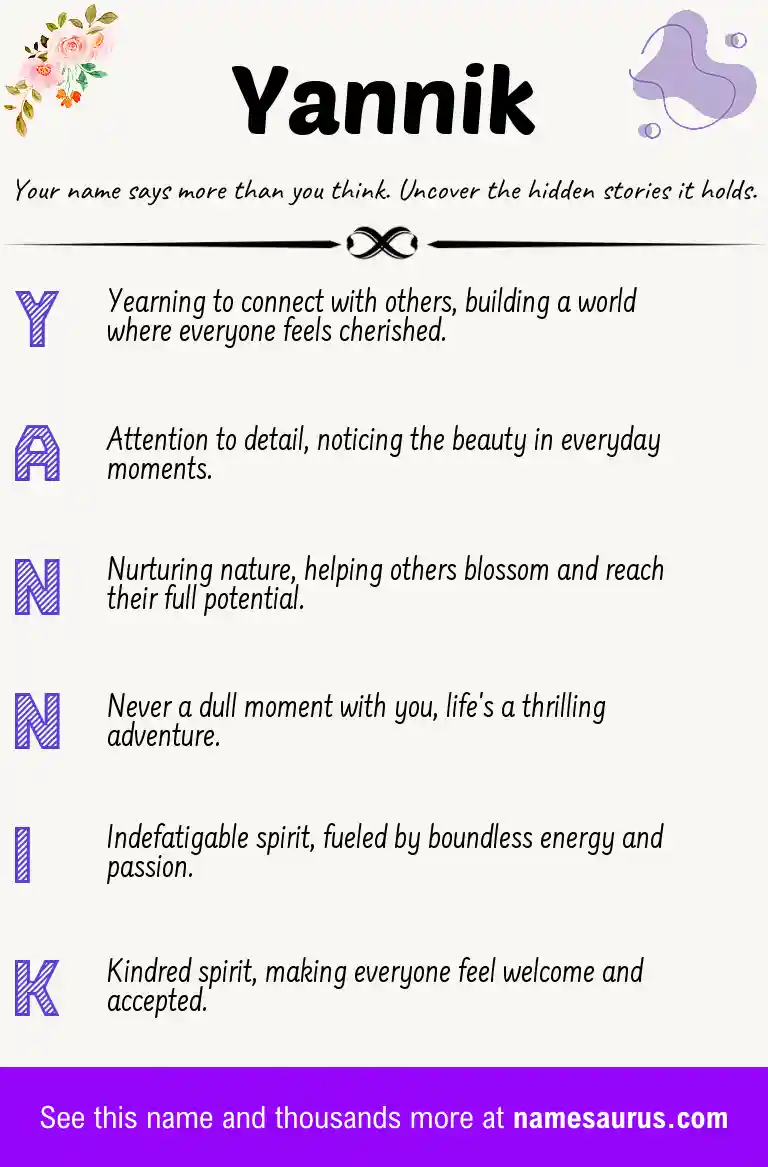 Acrostic poem about Yannik.