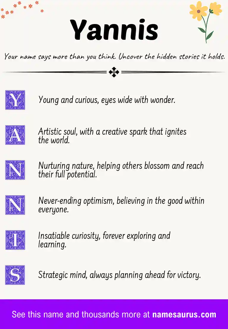 Acrostic poem about Yannis.