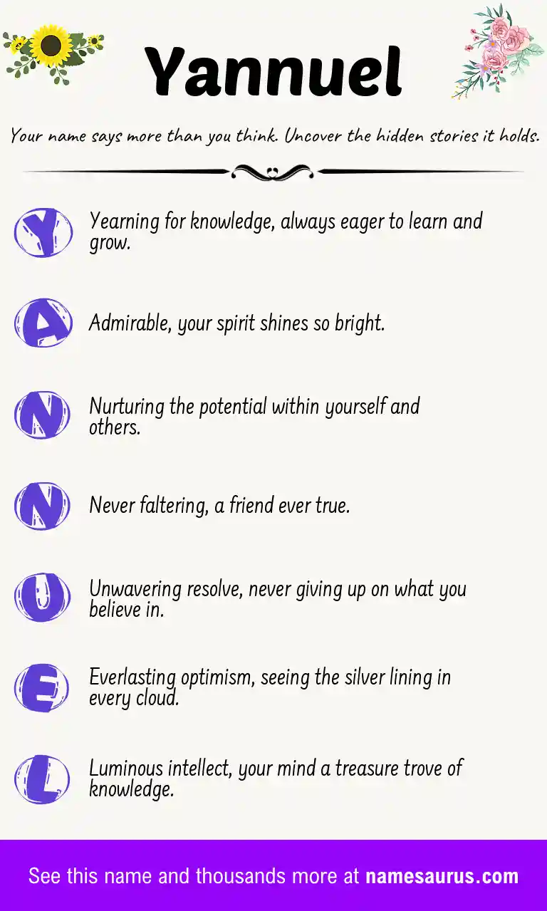 Acrostic poem about Yannuel.