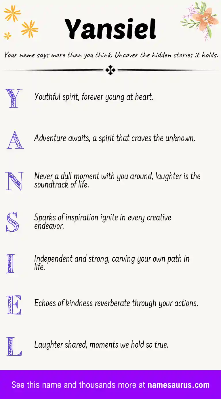 Acrostic poem about Yansiel.