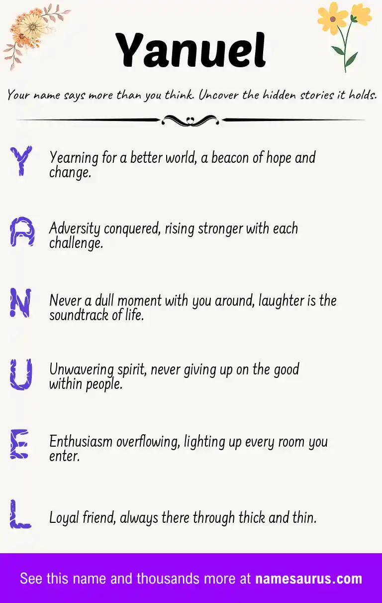 Acrostic poem about Yanuel.