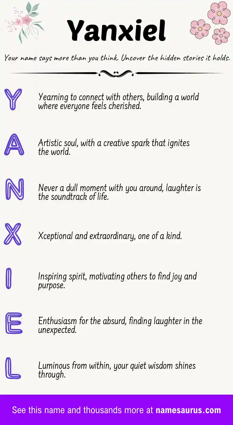 Acrostic poem about Yanxiel.