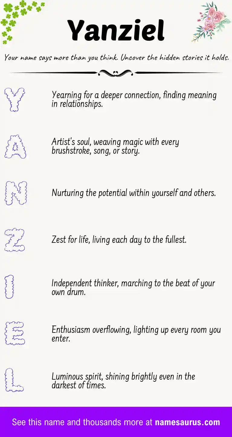 Acrostic poem about Yanziel.