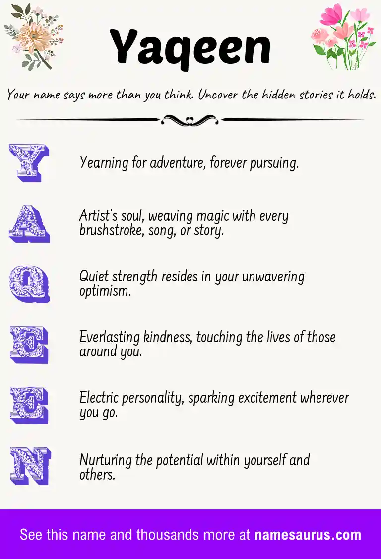 Acrostic poem about Yaqeen.
