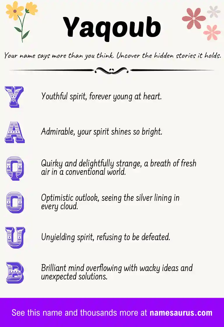 Acrostic poem about Yaqoub.